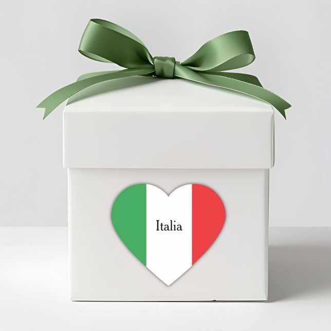 Flag of Italy Custom Italian Heart Sticker (Custom Wording Flag of Italy Sticker for Italian Celebrations - Seal Envelopes or Accent Favors)