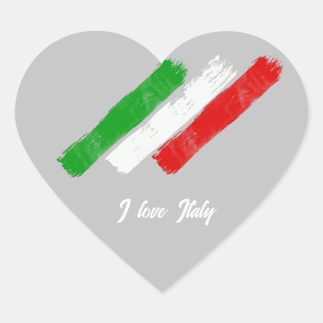 Flag of Italy. I love Italy. Heart Sticker (Front)