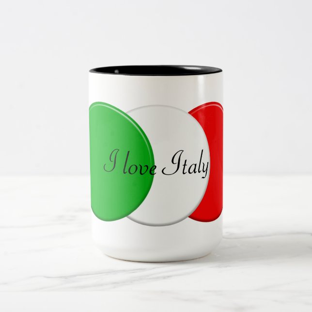 Flag of italy. I love Italy. Two-Tone Coffee Mug (Center)