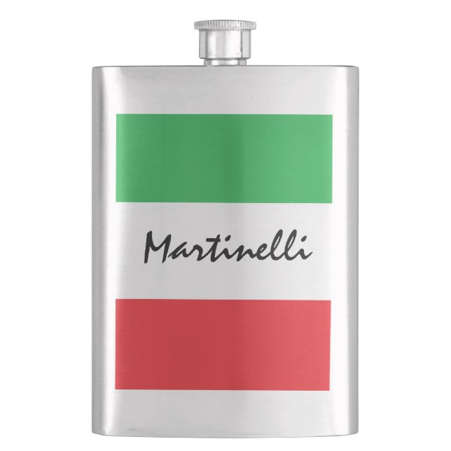 Flag of Italy Italian Tricolore Personalised Name Hip Flask (Front)