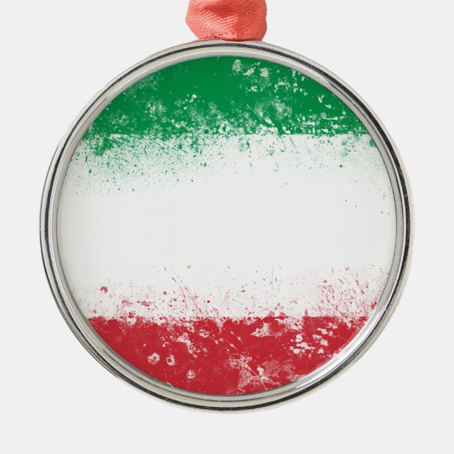 Flag of Italy Metal Tree Decoration (Front)