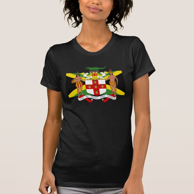Flag of Jamaica Coat of Arms Fashion T-Shirt (Front)