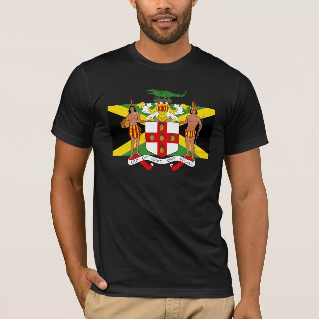 Flag of Jamaica Coat of Arms Fitted T-Shirt (Front)