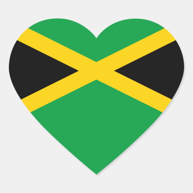 Flag of Jamaica Heart Sticker (Front)