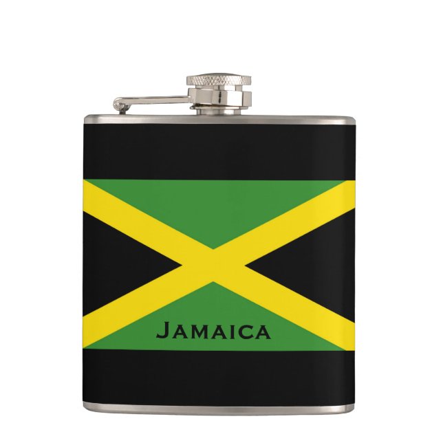 Flag of Jamaica World Flags Green Hip Flask (Front)
