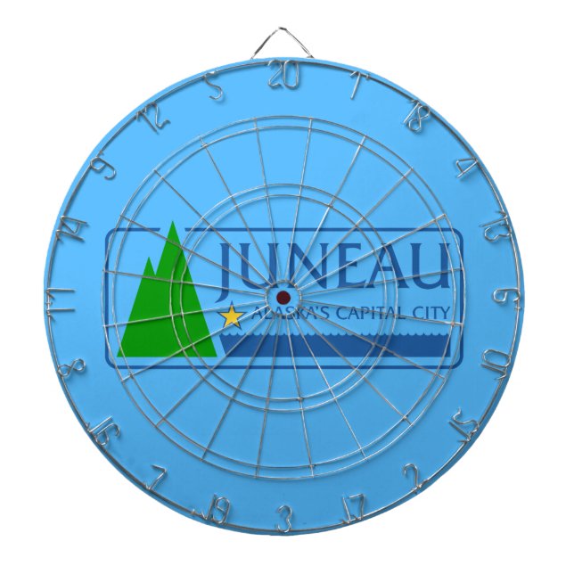 Flag of Juneau, Alaska Dartboard With Darts (Front)