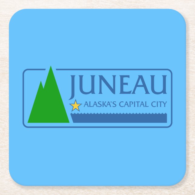 Flag of Juneau, Alaska Square Paper Coaster (Front)