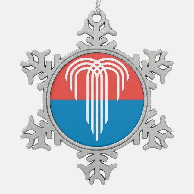 Flag of Kansas City, Missouri Snowflake Pewter Christmas Ornament (Front)