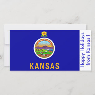 Flag of Kansas, Happy Holidays from U.S.A. Holiday Card