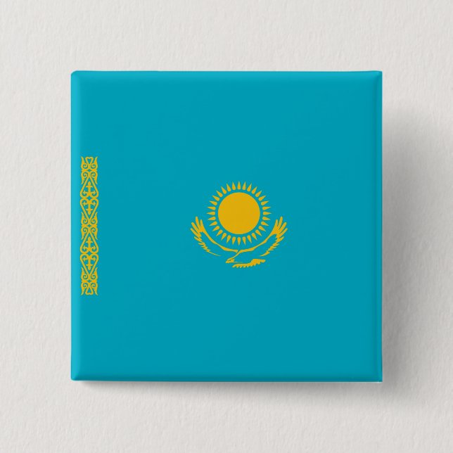 Flag of Kazakhstan 15 Cm Square Badge (Front)