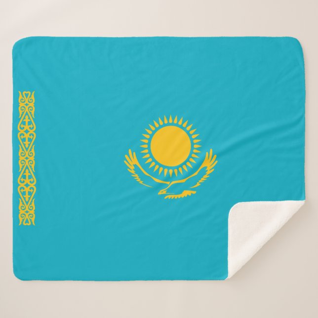Flag of Kazakhstan Sherpa Blanket (Front (Horizontal))