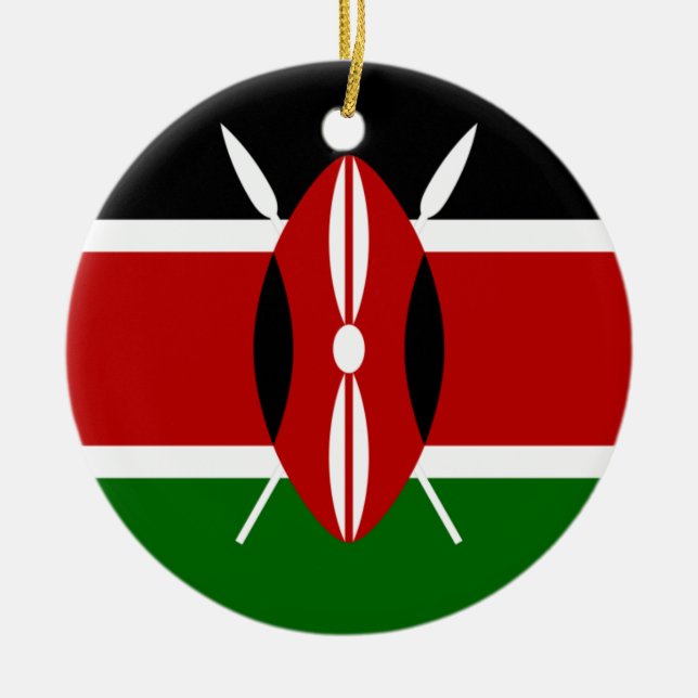 Flag of Kenya Africa Ceramic Tree Decoration (Front)