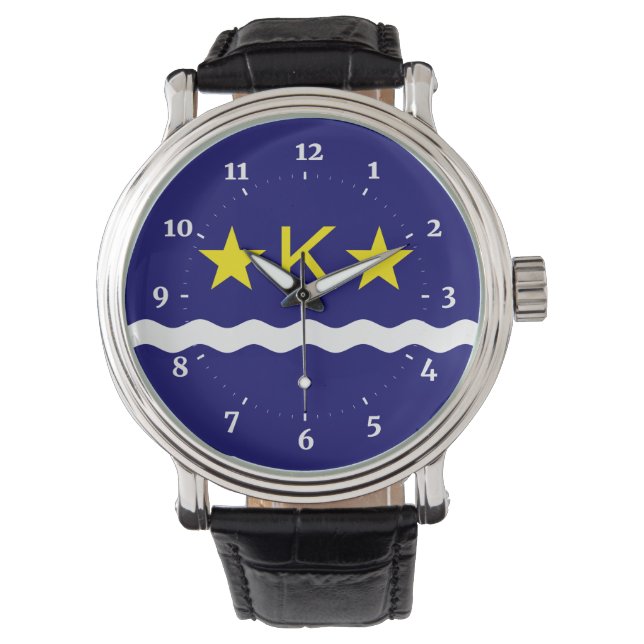 Flag of Kinshasa, Congo Wristwatch (Front)