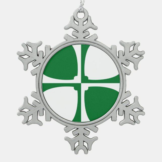 Flag of Kirkcudbrightshire Snowflake Pewter Christmas Ornament (Front)