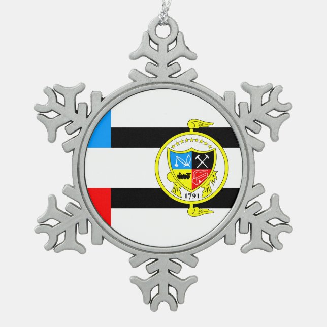 Flag of Knoxville, Tennessee Snowflake Pewter Christmas Ornament (Front)