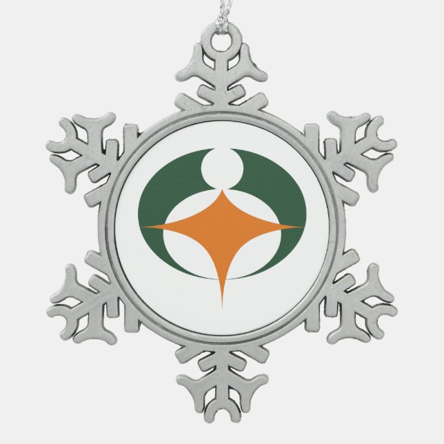 Flag of Koga, Shiga, Japan Snowflake Pewter Christmas Ornament (Front)