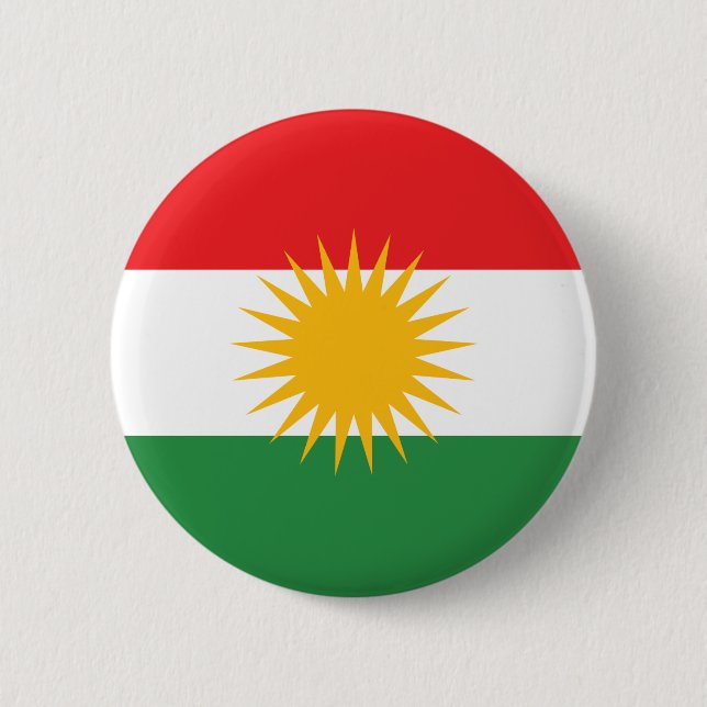 Flag of Kurdistan (Alay Kurdistan or Alaya Rengîn) 6 Cm Round Badge (Front)