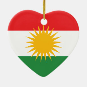 Flag of Kurdistan; Kurd; Kurdish Ceramic Tree Decoration