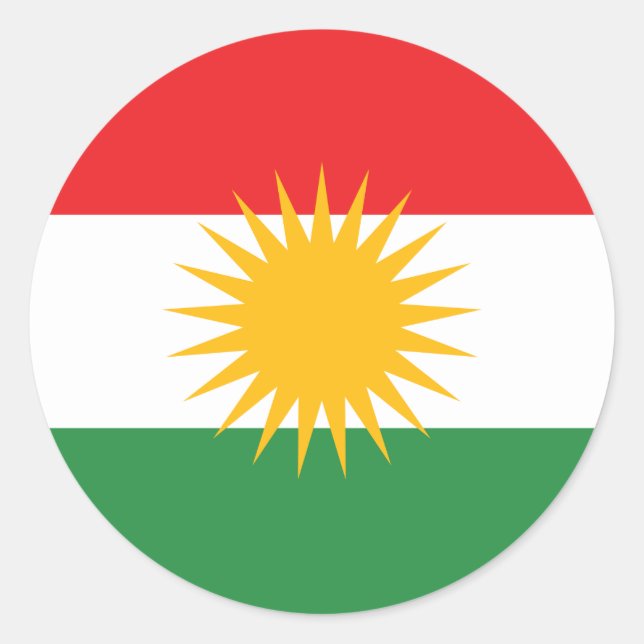 Flag of Kurdistan; Kurd; Kurdish Classic Round Sticker (Front)