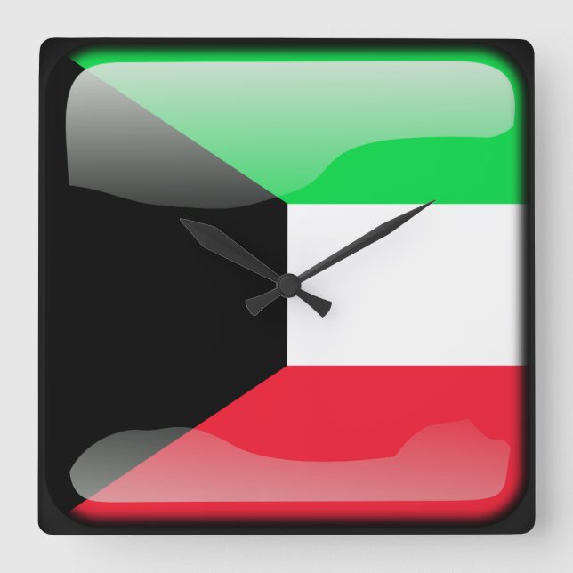 Flag of Kuwait Square Wall Clock (Front)