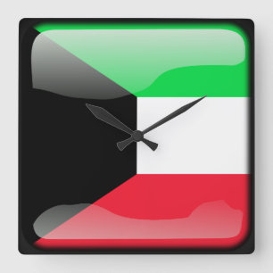 Flag of Kuwait Square Wall Clock
