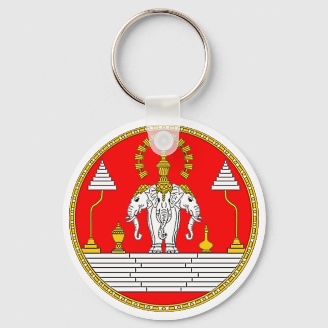 FLAG OF LAOS THREE HEAD ELEPHANT KEY RING (Front)