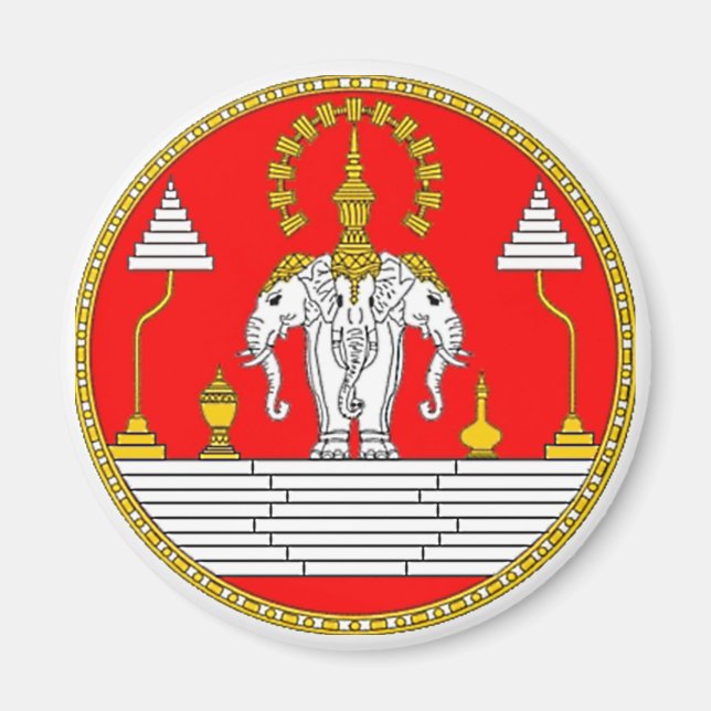 FLAG OF LAOS THREE HEAD ELEPHANT MAGNET (Front)