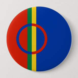 Flag of Lapland (Christmas) (Sami) (Laplander) 10 Cm Round Badge