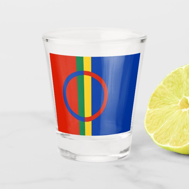 Flag of Lapland (Christmas) (Sami) (Laplander) Shot Glass (Front)