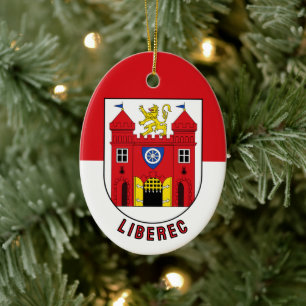 Flag of Liberec, Czech Republic Ceramic Ornament