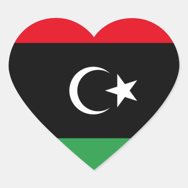 Flag of Libya Heart Sticker (Front)