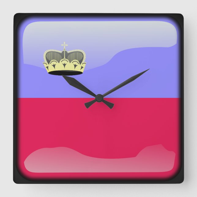 Flag of Liechtenstein Square Wall Clock (Front)