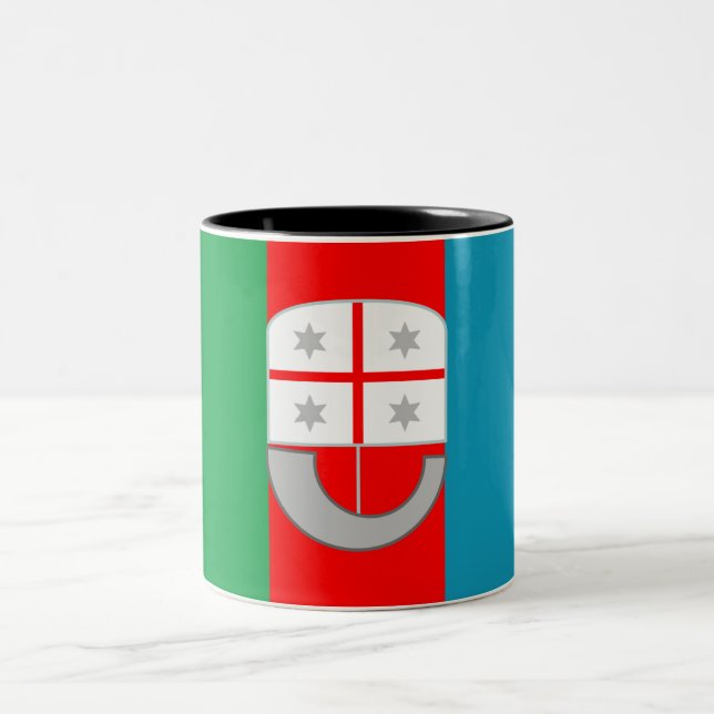 Flag of Liguria (Italy)  Two-Tone Coffee Mug (Center)