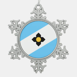 Flag of Madison, Wisconsin Snowflake Pewter Christ Snowflake Pewter Christmas Ornament