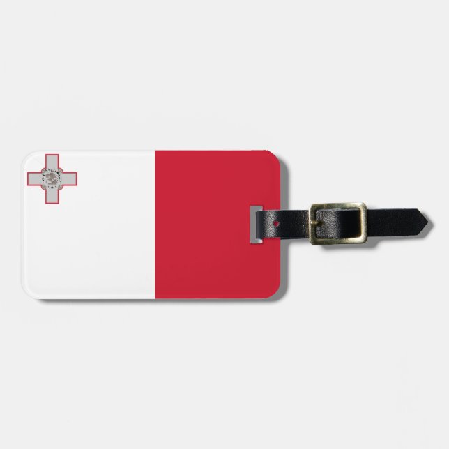 Flag of Malta Luggage Tag w/ leather strap (Front Horizontal)