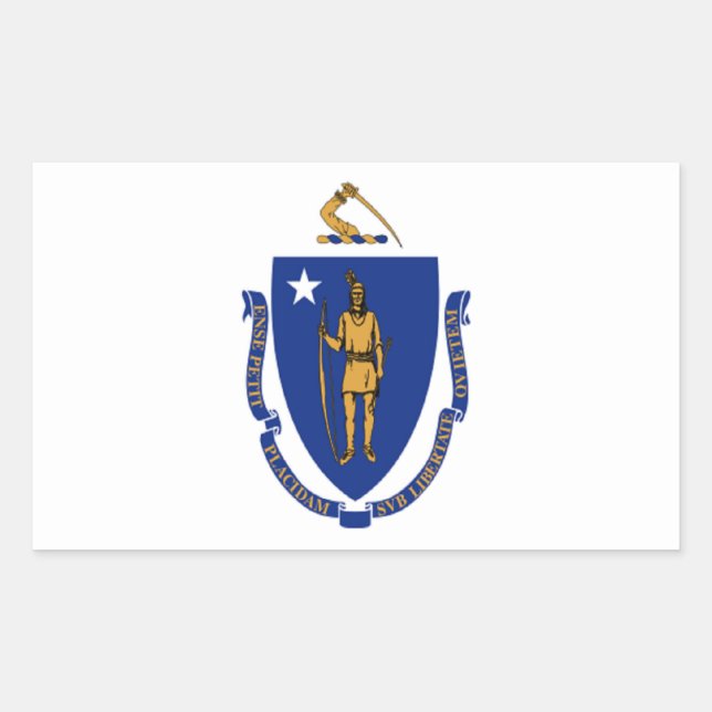 Flag of Massachusetts Rectangular Sticker (Front)
