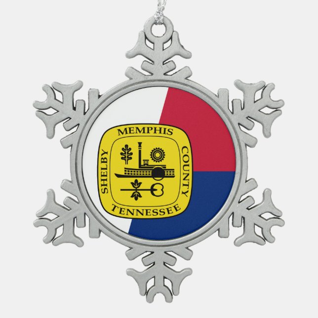 Flag of Memphis, Tennessee Snowflake Pewter Christ Christmas Ornament (Front)