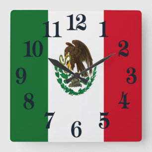 Flag of Mexico Square Wall Clock