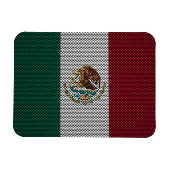 Flag of Mexico with Carbon Fibre Effect Magnet (Horizontal)