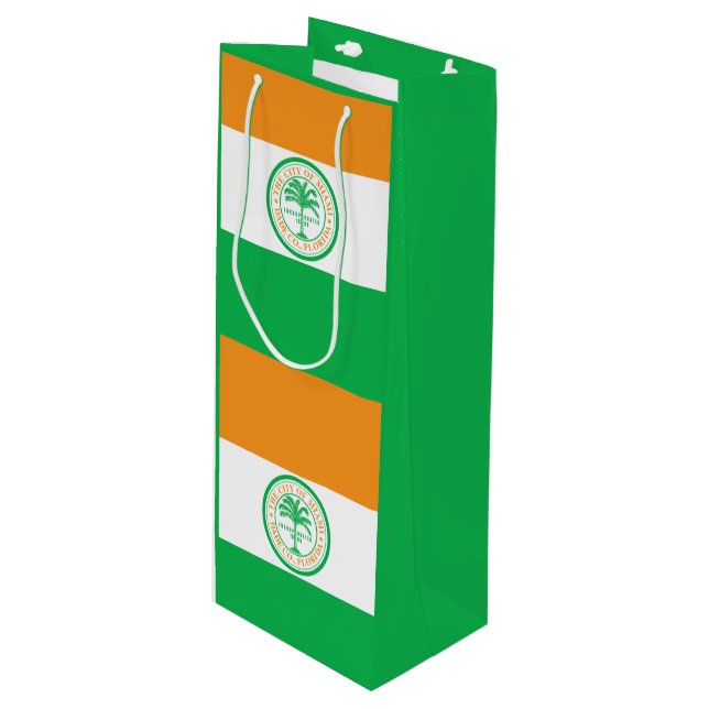 Flag of Miami, Florida Wine Gift Bag (Front Angled)