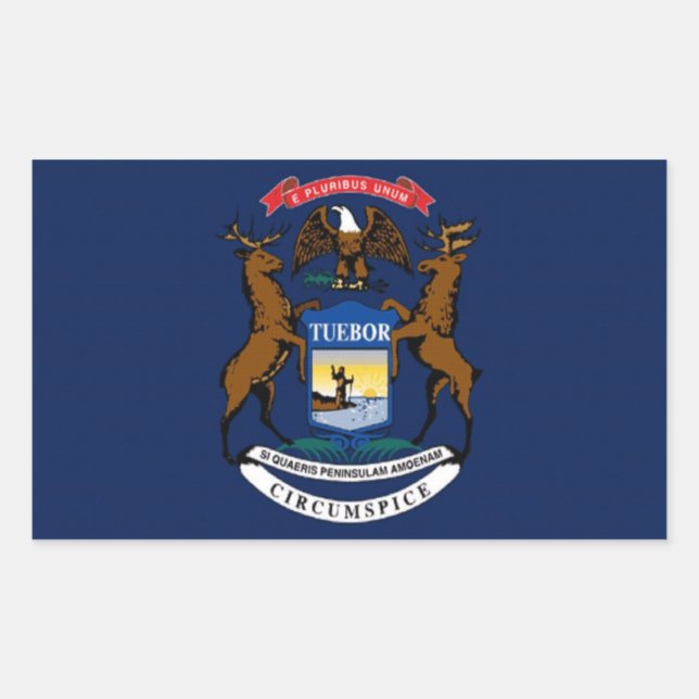Flag of Michigan Rectangular Sticker (Front)