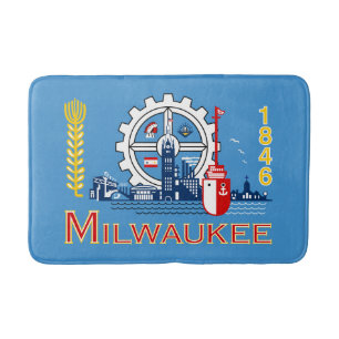 Flag of Milwaukee, Wisconsin Bath Mat
