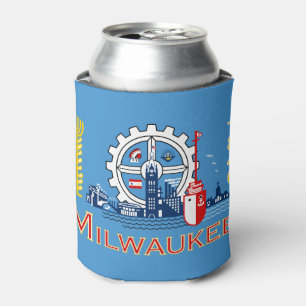 Flag of Milwaukee, Wisconsin Can Cooler