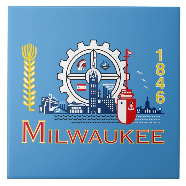 Flag of Milwaukee (Wisconsin) Ceramic Tile (Front)