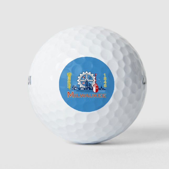 Flag of Milwaukee, Wisconsin Golf Balls (Front)