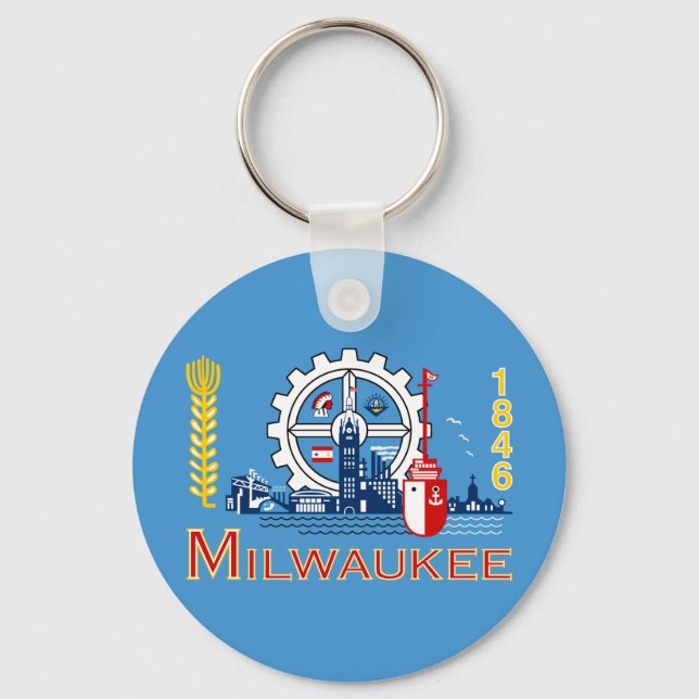 Flag of Milwaukee, Wisconsin Key Ring (Front)