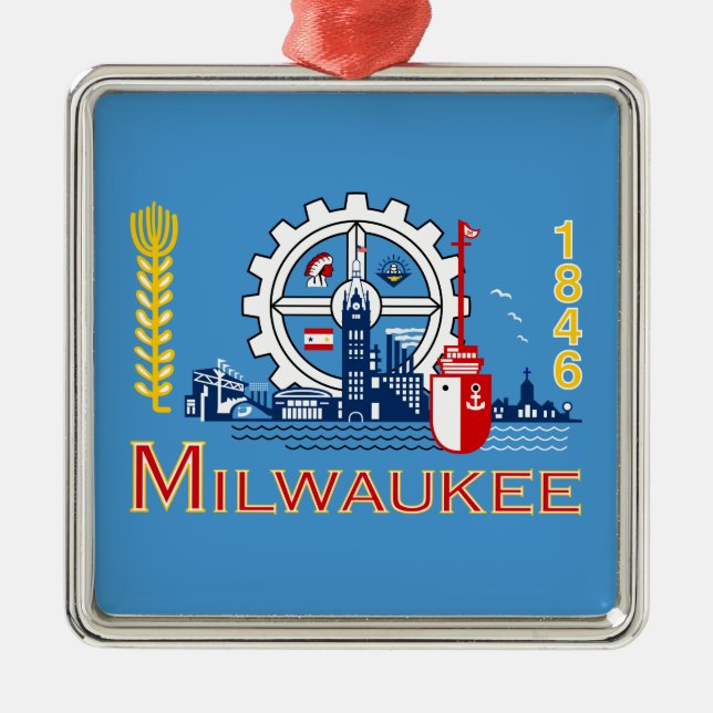 Flag of Milwaukee (Wisconsin) Metal Ornament (Front)