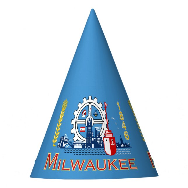 Flag of Milwaukee, Wisconsin Party Hat (Front)