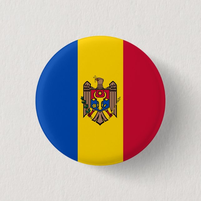 Flag of Moldova 3 Cm Round Badge (Front)