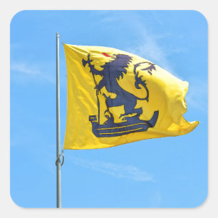 Flag of municipality Nieuwpoort, Belgium Square Sticker